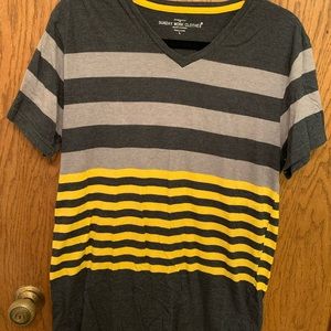 Grey & Yellow Striped Sunday Work Clothes T-Shirt